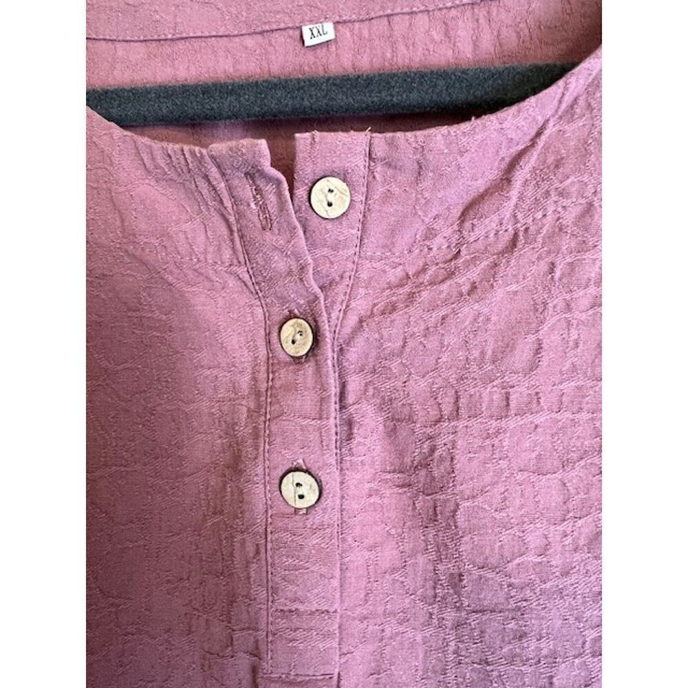 Women's XXL Pink Linen/Cotton 3/4 Sleeve Blouse Top - Picture 5 of 9